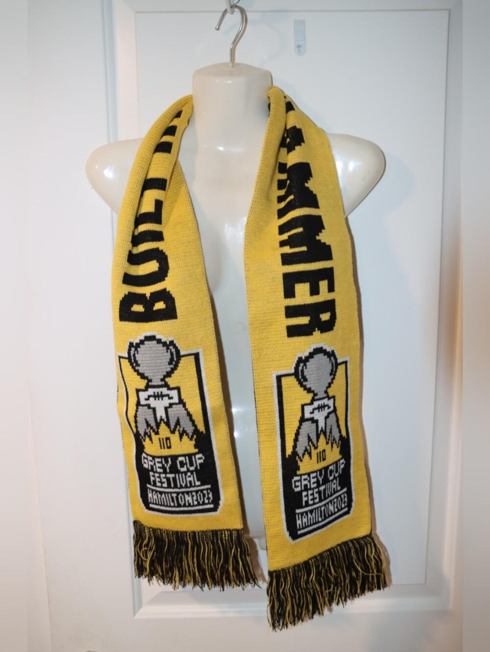 Grey Cup Festival Hamilton 110 Yellow & Black Knit Scarf